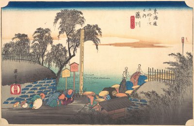 第三十八站：藤川，边境的风景，来自五十三站......，约1833-34。 作者 安藤广重