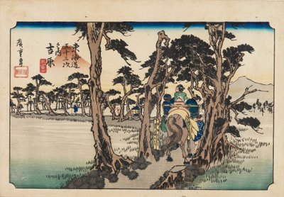 木版画--吉原秀夫，19世纪。 作者 安藤广重