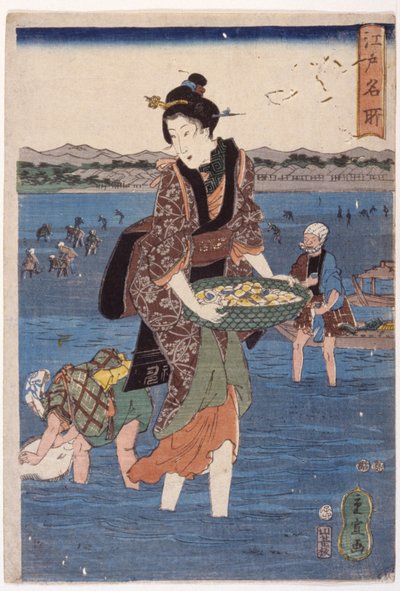 (大型涉水女图) 作者 安藤或歌川广重