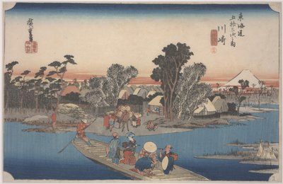 Rokugo河上的渡轮 作者 安藤或歌川广重
