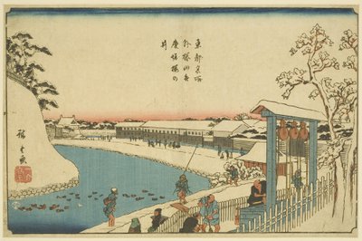Benkei 的 Chery-t Ree-w-l 也 t Otsuide Sakurada (Soto Sakurada Benkeibori Sakurano) t) 作者 安藤或歌川广重