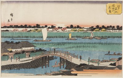 隅田川盛开的樱花（隅田川花卷）（彩色木版画 作者 安藤或歌川广重