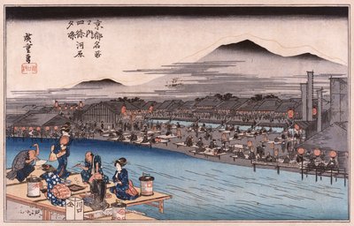 《京都著名景点》系列中的“四条河床之夜” 作者 安藤或歌川广重