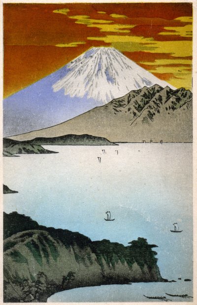 Geography. Japan. Sunrise on Mount Fuji. Woodcut by Hiroshige in: Fifty Three Stations of the Tokaido (1833-1834). Postcard, Japan, c.1900 (postcard) 作者 安藤或歌川广重