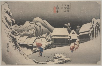 晚上下雪 作者 安藤或歌川广重