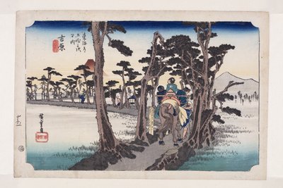 吉原：左侧的富士山（吉原，秀丽的富士山）（彩色木版画 作者 安藤或歌川广重