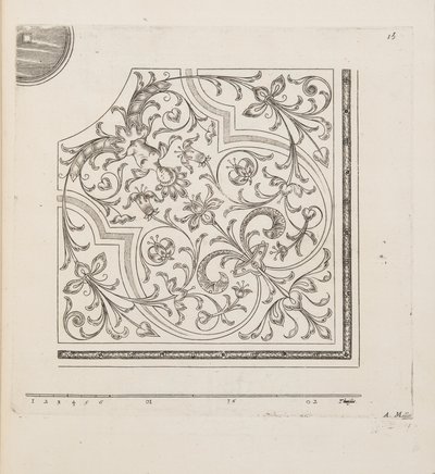 花坛设计，摘自《计划与花园剧院》，1652年出版（雕刻）。 作者 安德烈·莫莱特（AndréMollet）