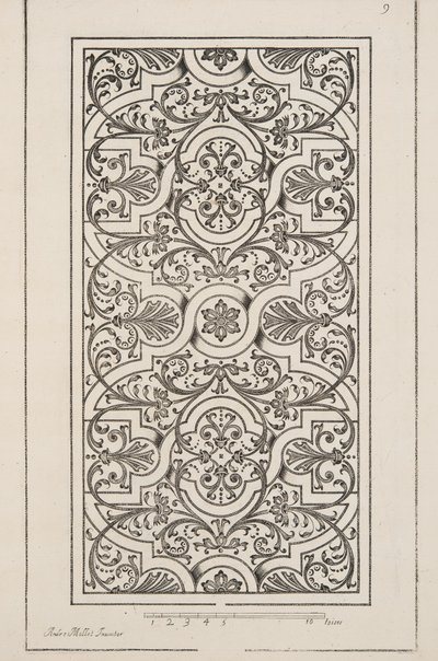 花坛设计，摘自《计划与花园剧院》，1652年出版（雕刻）。 作者 安德烈·莫莱特（AndréMollet）