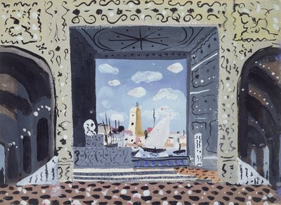 塞维利亚理发师》巴黎演出的布景设计（木板油画） 作者 安德烈·德雷恩