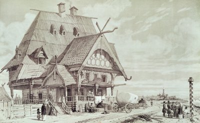 酒店和宾馆，插图来自&39;风景如画的俄罗斯之旅&39;，1839年 作者 安德烈·杜兰德