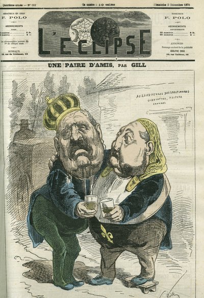 一对朋友，费加罗导演希波吕特·德·维尔梅桑（1812-1879）和菲利普·德·奥尔良亲王（1838-1894）假装法国王位。 Gill 的“L