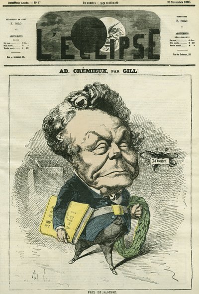 Adolphe Cremieux (1796-1880), lawyer, politician and president of the Israeli Universal Alliance. Cover in “” L