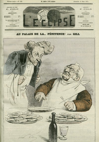 At the palace of penitence, caricature of President of the Republic Adolphe Thiers (1797-1877). Cover in “” L