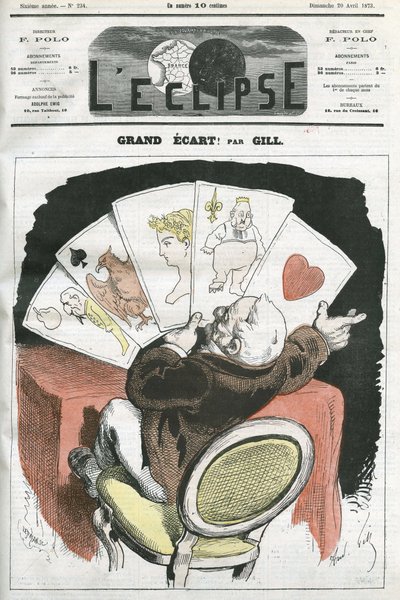 大传播！ ，关于阿道夫梯也尔总统（1797-1877）政府的漫画。 Gill 的“L