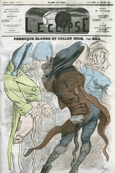 Cartoon “” Blonde wig and black collar””. Cover in “” L