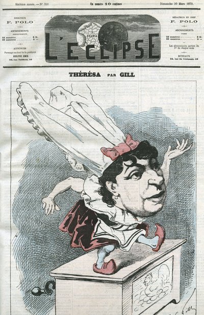 艾玛-瓦伦东的漫画，名为特丽莎（1837-1913），法国流行歌手。3月30日吉尔的 "L
