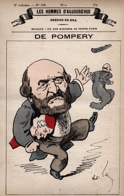爱德华-德-庞贝里的漫画，1812-1895年，出自《今日之人》，约1779-1880年，作者安德烈-吉尔（1840-85）。 作者 安德鲁·吉尔