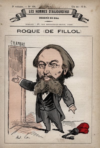 Jean Thoxene Roque的漫画，作者Fillol 1824-1889 英国政治家，出自《今日之人》，约1779-1880，作者Andre Gill（1840-85）。 作者 安德鲁·吉尔