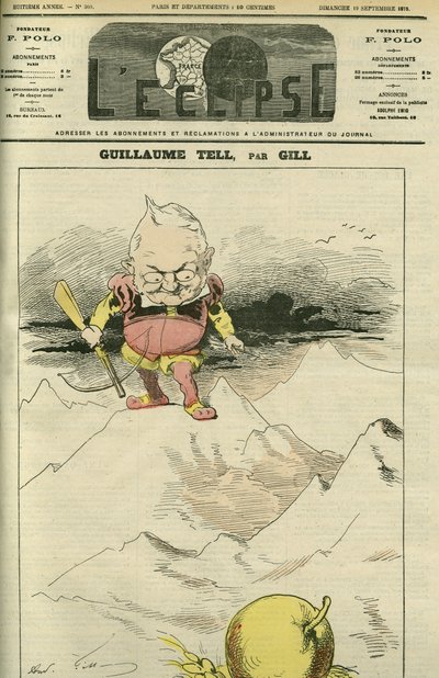纪尧姆-泰勒（1797-1877）的阿道夫-梯也尔肖像，法国历史学家和政治家。9月19日，吉尔的《日食》杂志封面 作者 安德鲁·吉尔