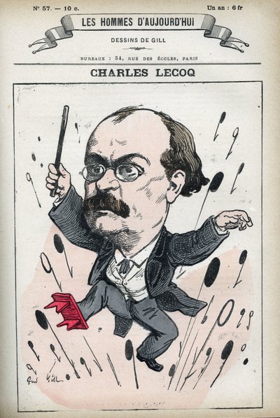 Portrait of Alexandre Charles Lecocq (1832-1918), French composer. Caricature by Gill, Paris. 作者 安德鲁·吉尔