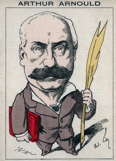 阿瑟-阿诺德（1833-1895）的肖像，法国记者和政治家，他积极参加了巴黎公社--安德烈-吉尔在《今日人类》上的漫画，巴黎 作者 安德鲁·吉尔