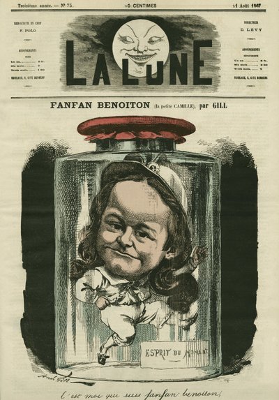 Portrait of Camille Schelter, actress in the role of Fanfan Benoiton. Cartoon by Gill, in “The Moon”, August 11 作者 安德鲁·吉尔