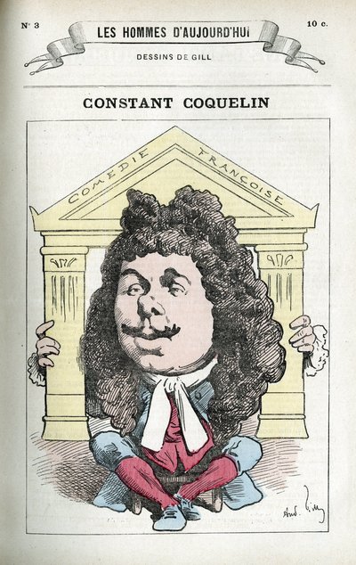 Constant Coquelin (1841-1909) 的肖像，法国戏剧演员。 吉尔漫画，巴黎。 作者 安德鲁·吉尔