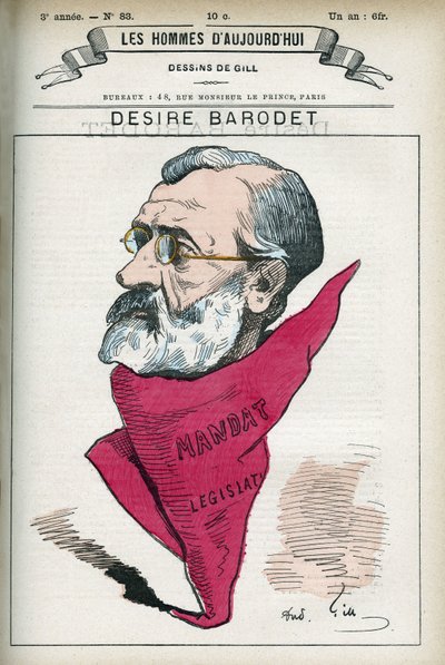 Desire Barodet（1823-1906）的肖像，法国教师和政治家，他在1896年至1900年期间担任塞纳河的参议员。漫画作者吉尔，巴黎。 作者 安德鲁·吉尔