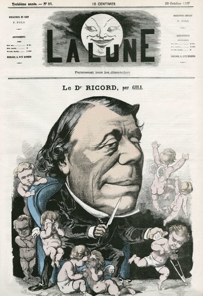 法国医生Ricord的画像。吉尔的漫画，载于 "La Lune"，10月20日 作者 安德鲁·吉尔