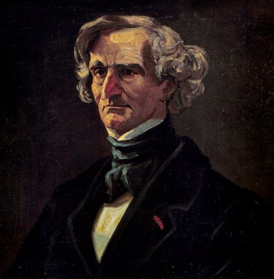 赫克托-柏辽兹（1803-1869）的肖像，法国作曲家。安德烈-吉尔（1840-1885）的绘画细节 作者 安德鲁·吉尔