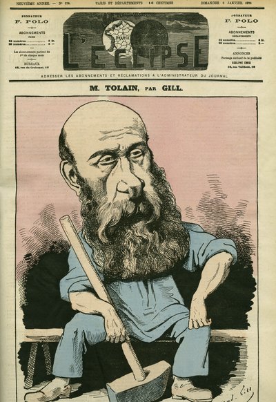 Portrait of Henri Louis Tolain (1828-1897), French engraver and politician. Cover in “” L