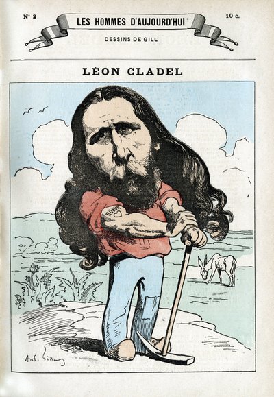 莱昂-克拉德尔（1835-1892）的肖像，法国文学家。漫画作者吉尔，巴黎。 作者 安德鲁·吉尔