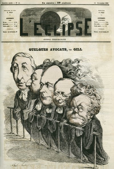 一些律师，Emmanuel Arago (1812-1896)、Leon Gambetta (1838-1882)、Jules Grevy (1807-1891)、Laurier 和 Adolphe Cremieux (1796-1880)。 Gill 的“L
