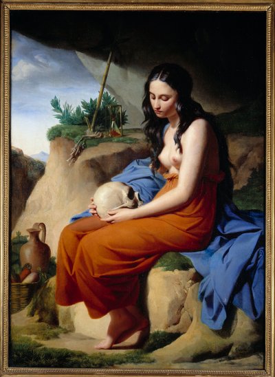 玛德琳。 圣玛丽抹大拉冥想。 维克多·奥塞尔 (1795-1850) 的绘画 作者 Andre Jacques Victor Orsel