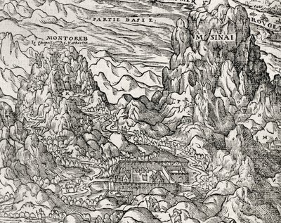 西奈半岛的山区，安德烈-特维特（1504-1592）的雕刻，法国巴黎 作者 安德烈·塞维特（Andre Thevet）