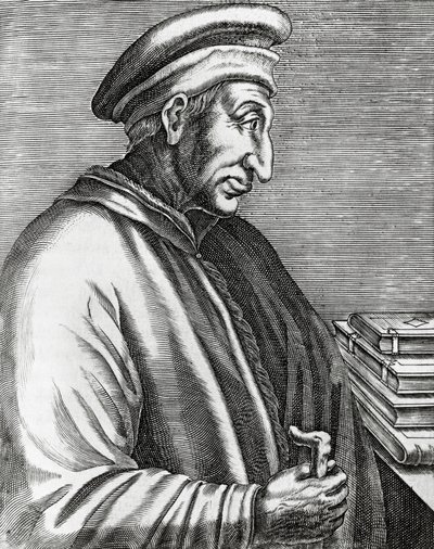 科西莫-德-美第奇的肖像，被称为长老（1389-1464），意大利政治家，雕刻自Les Vrais pourtraits et Vies des Hommes illustres。 作者 安德烈·塞维特（Andre Thevet）
