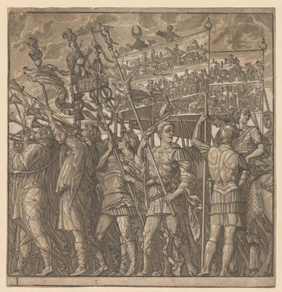 朱利叶斯·凯撒的胜利：携带战争图片的士兵，1593-99年。 作者 安德里亚（Andrea Andreani）