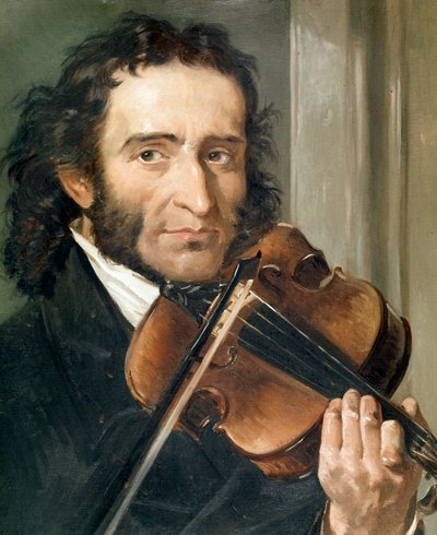 Nicolo Paganini (1782-1840) 意大利小提琴家和作曲家的肖像。 作者 安德里亚·塞法利（Andrea Cefaly）