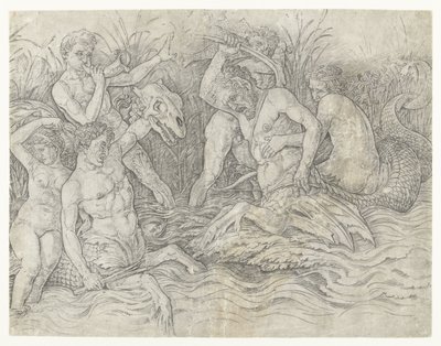 背着海神的三体人之间的战斗
海神之战 作者 安德里亚·曼特尼亚（Andrea Mantegna）