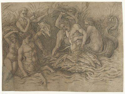 背着海神的三体人之间的战斗
海神之战 作者 安德里亚·曼特尼亚（Andrea Mantegna）