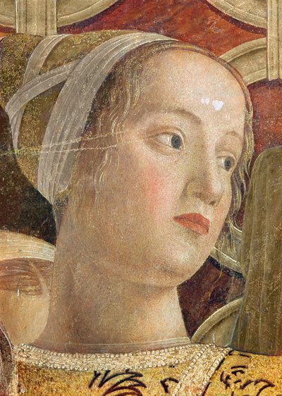 一个女人的头，Marquis Ludovico III Gonzaga的细节和他在相机degli Sposi的法院，c.1465-75（细节166336） 作者 安德里亚·曼特尼亚（Andrea Mantegna）