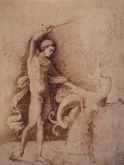 年轻人与龙搏斗 作者 安德里亚·曼特尼亚（Andrea Mantegna）