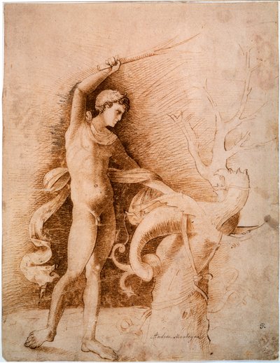 15世纪晚期，与龙作战的年轻人 作者 安德里亚·曼特尼亚（Andrea Mantegna）