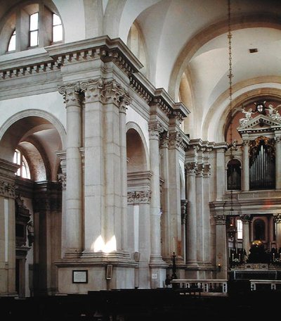 教堂中殿的内部视图，1566-80 作者 安德里亚·帕拉迪奥（Andrea Palladio）