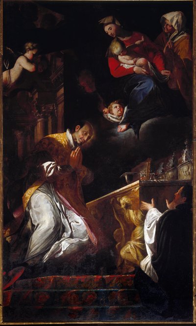 San Francesco Borgia (Saint Francois Borgia) (1510-1572) 的代表 Andrea Pozzo (1642-1709) Genes, Church of Santi Andrea e Ambrogio 的耶稣会士和西班牙圣人绘画 作者 安德烈波佐