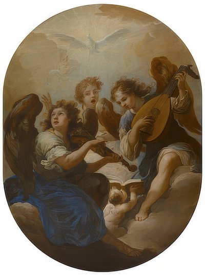 制作音乐的三个天使。 1720年之前 作者 安德里亚·普罗卡西尼（Andrea Procaccini）