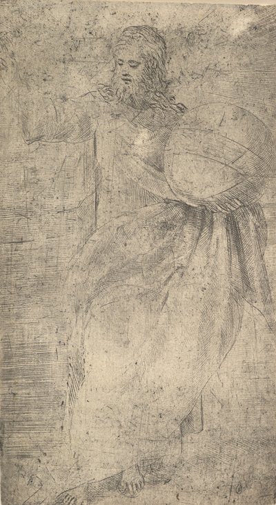 基督是举着地球的救世主，来自基督和使徒，ca。 1548-50。 作者 安德里亚·夏维亚（Andrea Schiavone）