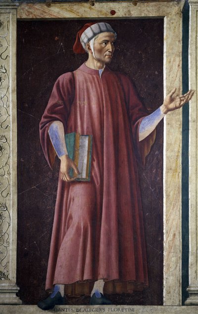 Dante Alghieri from the Villa Carducci series of famous men and women, c.1450 (fresco laid on canvas) 作者 安德里亚·德尔·卡斯塔尼奥