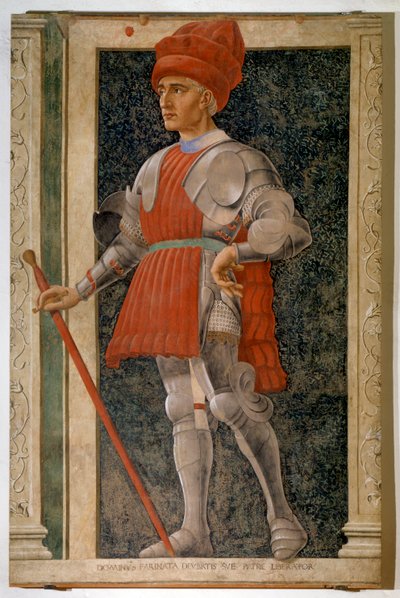 Farinata degli Uberti 肖像，意大利贵族和军事领袖（新鲜 作者 Andrea del Castagno