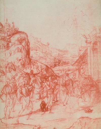 英雄的崇拜，由Andrea del Sarto绘制。内阁图纸和版画，乌菲齐画廊，佛罗伦萨 作者 安德里亚·德尔·萨托（Andrea del Sarto）